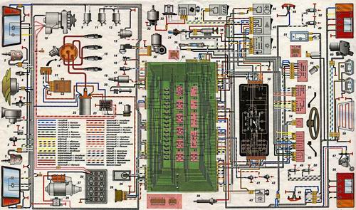 Схема электрооборудования ВАЗ-2108, 2109, 21099, 2113, 2114, 2115 с низкой панелью.